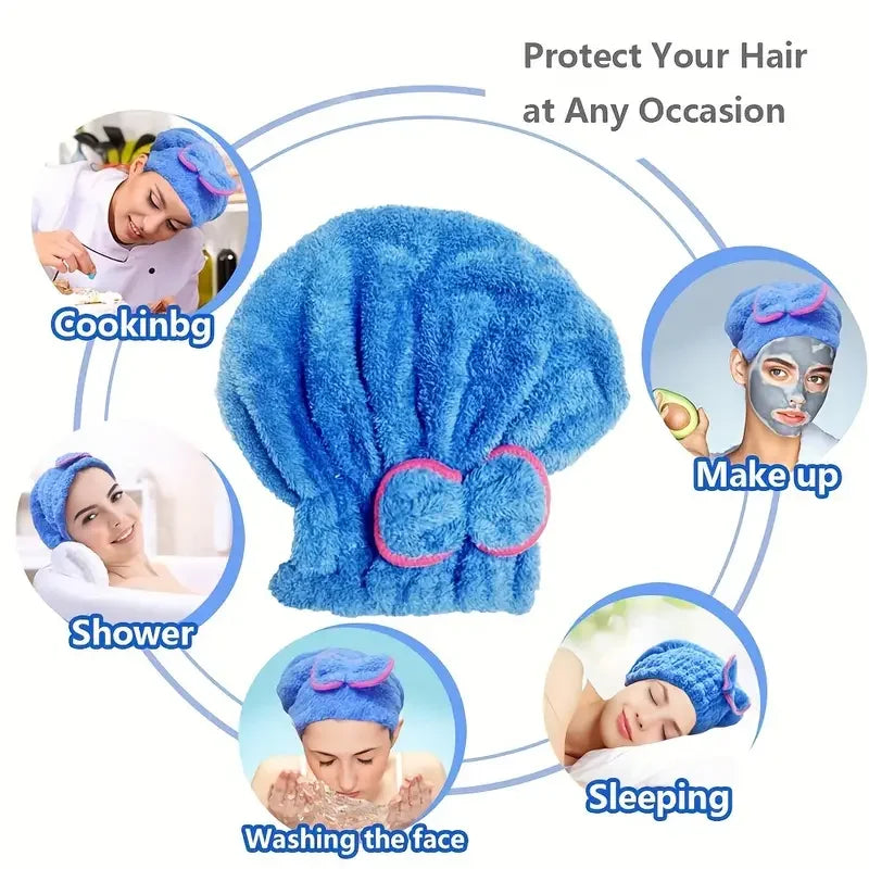 Quick Drying Hair Cap Women Bowtie Bathing Hat Microfiber Towel Superfiber Shower Cap For Spa Bathroom Accessories Shower Cap