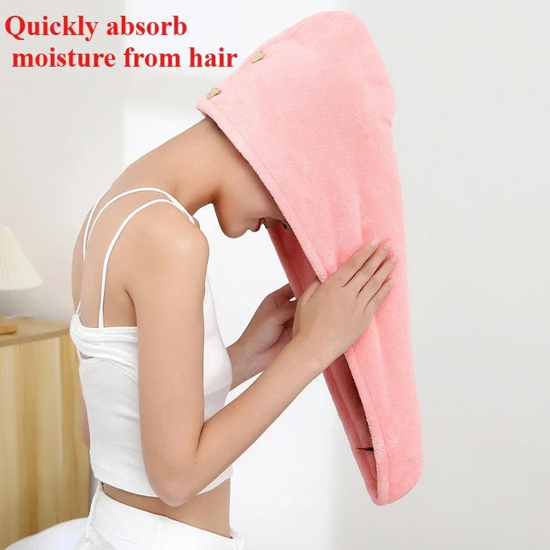 1pc Women Quickly Dry Hair Hat Soft Microfiber Super Absorbent Towels Shower Cap Bath Hats for Lady Turban Head Girls Hair Towel