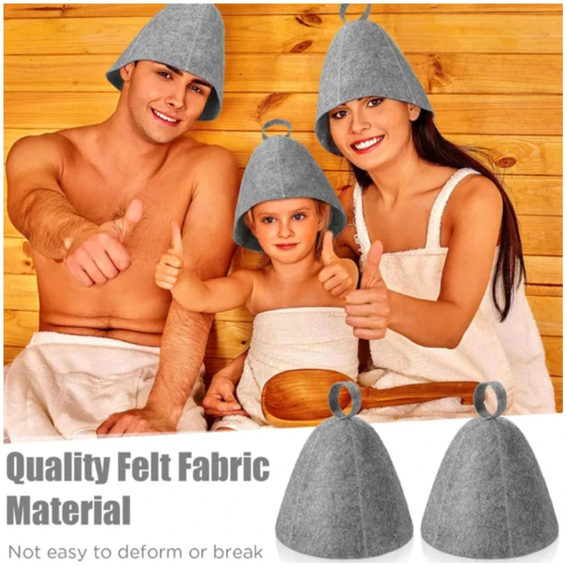 sauna  Anti Heat Sauna Hat Thicken Wool Felt Shower Cap Hair Turban Quickly Towel Drying Towel Hats Sauna Bathroom Accessories
