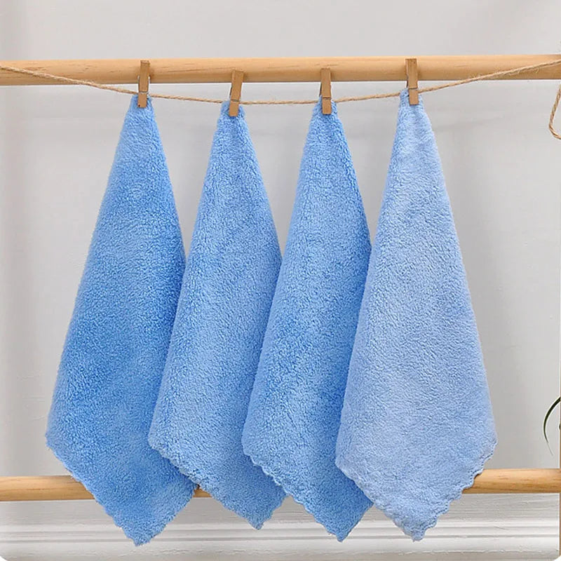 1-50pcs Hand Towels Small 24x24cm Coral Fleece Solid Color Face Towel For Kids Good Water Absorption Dish Towel toalha de banho