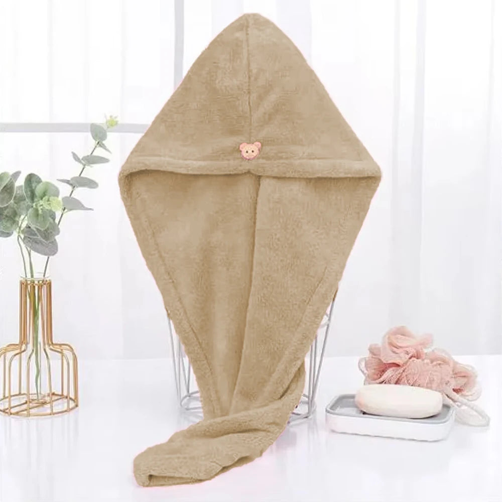 1pc Solid Color Thickened Quick-dry Hair Drying Cap, Super Absorbent