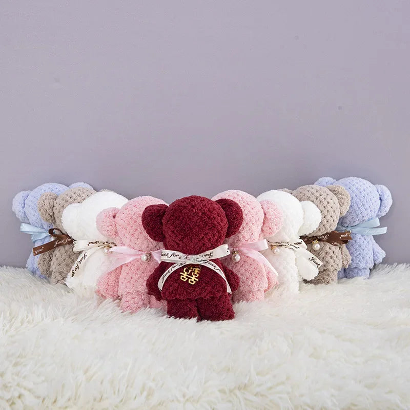 1pcs Coral Velvet Bear Shape Towel Set with Gift Bag Face Towel Baby Shower Home Party Wedding Birthday Gifts for Mother Friend