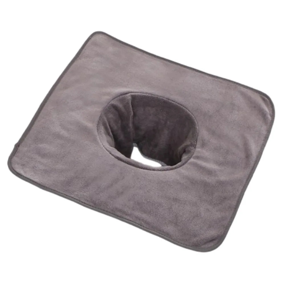 Thickened Massage Face Towel Breathable Soft Beauty Salon Towel with Hole Solid Color Headrest Pads for Beauty Salons