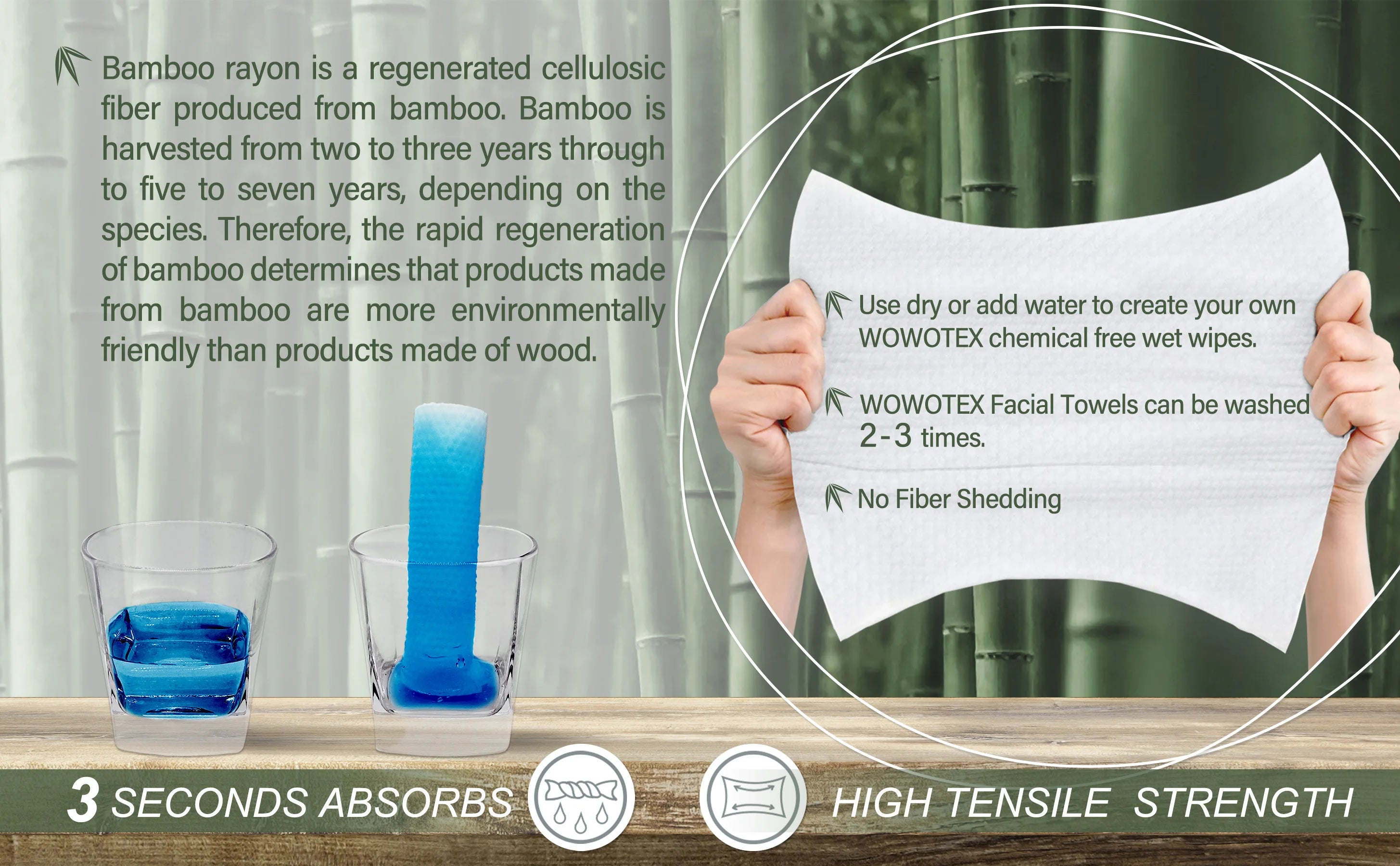 Bamboo Disposable Face Towel Biodegradable Large Dry Face Wipes 60 Count Thick Clean Facial Towel for Sensitive Skin 12x10 inch