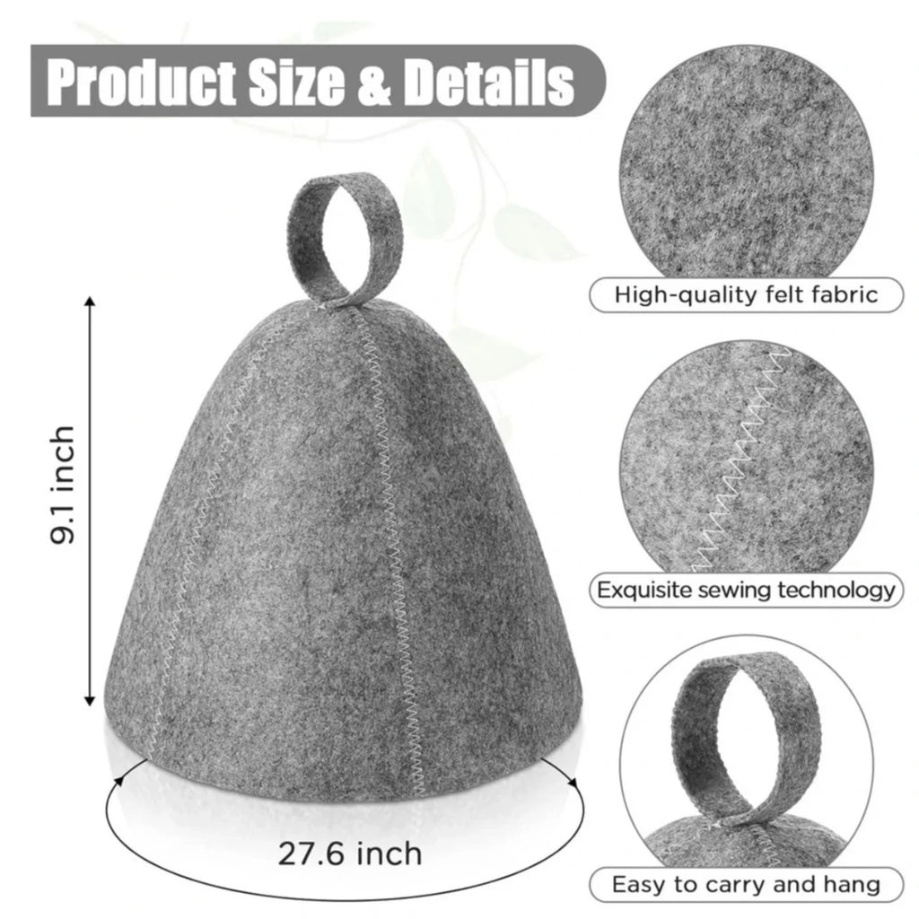 sauna  Anti Heat Sauna Hat Thicken Wool Felt Shower Cap Hair Turban Quickly Towel Drying Towel Hats Sauna Bathroom Accessories