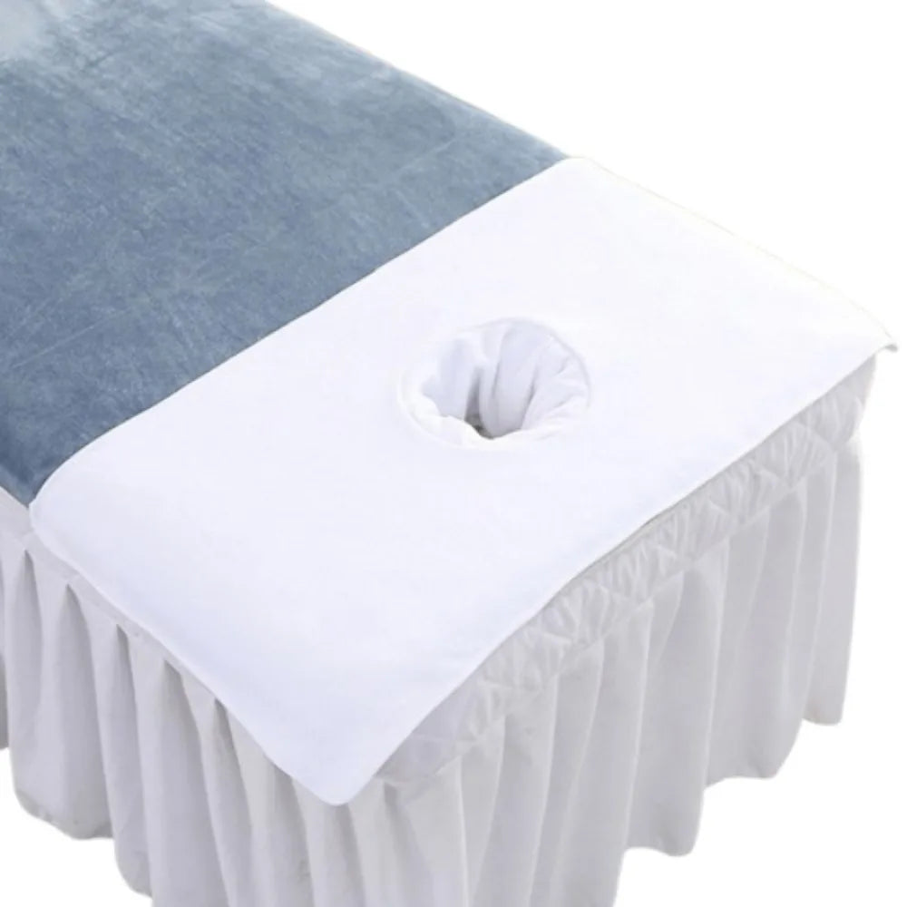 Thickened Massage Face Towel Breathable Soft Beauty Salon Towel with Hole Solid Color Headrest Pads for Beauty Salons