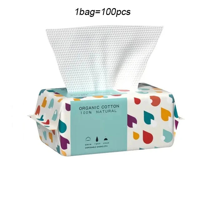 1 bag Thickened Disposable Face Towel 100Cotton Soft Fabric Travel Cleansing Dry Wet Makeup Remover Pearl Cotton Reusable