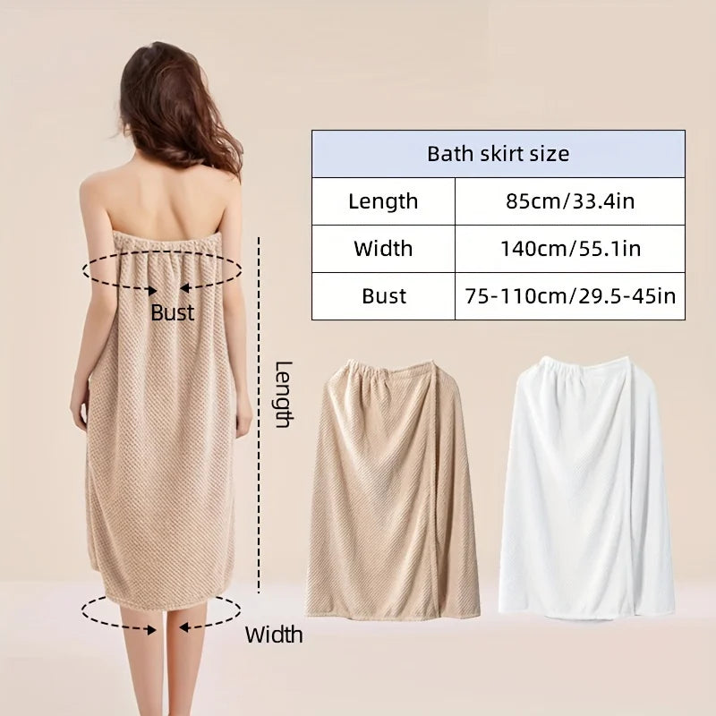 Wearable Chest Wipe Bath Towel, Absorbent & Quick-drying Wrapped Bath Skirt for Women