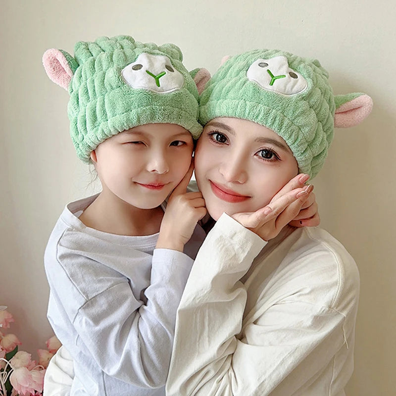 1pcs Cartoon Cute Shower Cap Microfiber Hair Turban Quickly Dry Hair Hat Wrapped Towel Bathing Shower Cap Bathroom Cap