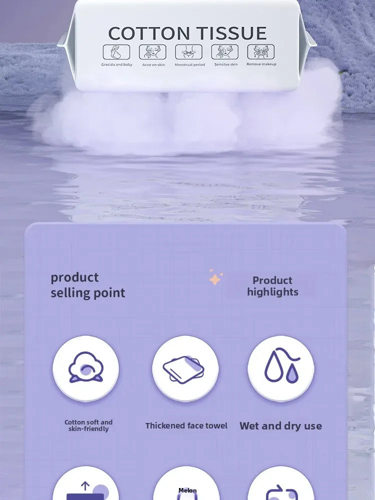 Face Towel Disposable Pure Cotton Thick Facial Towels Disposable Compressed Wipes Soft Cleansing Wipes Travel Makeup Paper Home