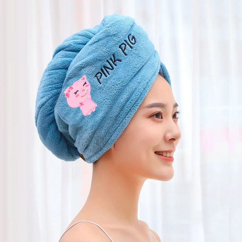 Dry Hair Hat Super Absorbent Soft Bathroom Women Head Towels Girls Cute Hair Towel Hair Dry Wrap Bonnets