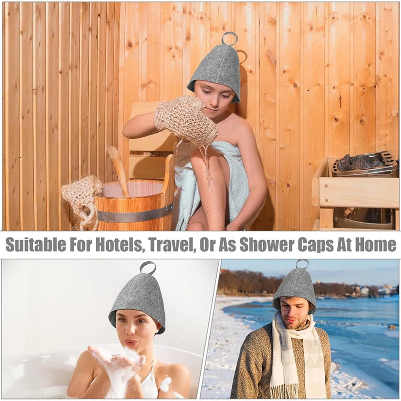 Thicken Wool Felt Shower Cap Hair Turban Quickly Towel Drying Hats Felt Sauna Hat Men Dry Sauna Cap for Man XYM005