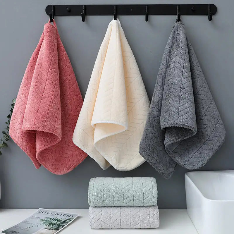 35x75cm Solid Color Towel Household Absorbent Non-Shedding Face Bath Hair Drying Towel for Bathroom Personal Care Yoga Fitness