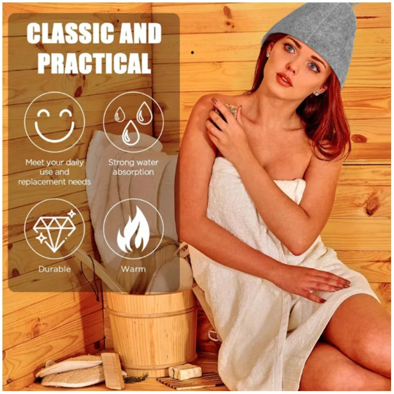 sauna  Anti Heat Sauna Hat Thicken Wool Felt Shower Cap Hair Turban Quickly Towel Drying Towel Hats Sauna Bathroom Accessories