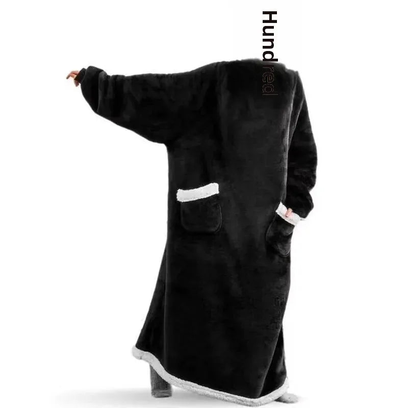 New Lazy Person Pajamas Pullover Thickened Hooded Warm Moose Blanket Loose Fit Outerwear Bathrobe Winter Season Men Women Underw