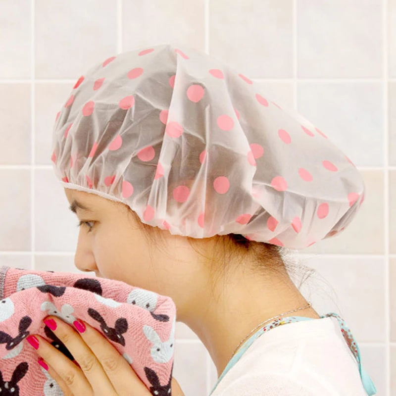 Shower Caps Bathing Waterproof Adult Hair Drying Caps Dustproof Plastic Head Covers for Women Hair Salon Elastic Shower Cap
