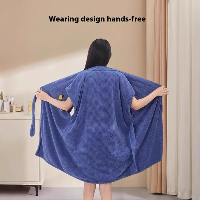 Thickened Warm Bathrobe Women's Shower Bathrobe Bath Towel Adult Student Pajamas Wearable Wrappable Sleeping Gown Girl Sleepwear