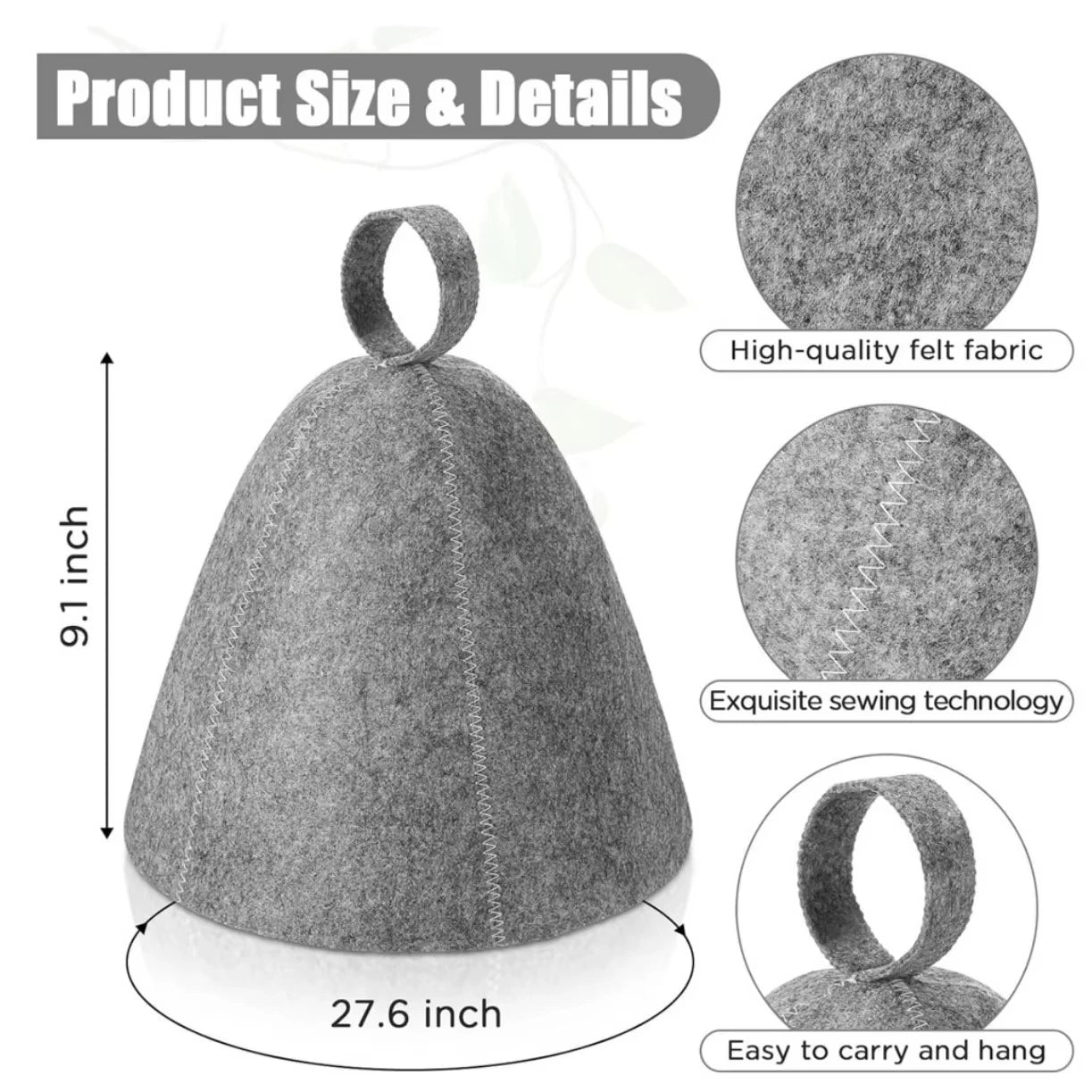 sauna Anti Heat Sauna Hat Thicken Wool Felt Shower Cap Hair Turban Quickly Towel Drying Towel Hats Sauna Bathroom Accessories