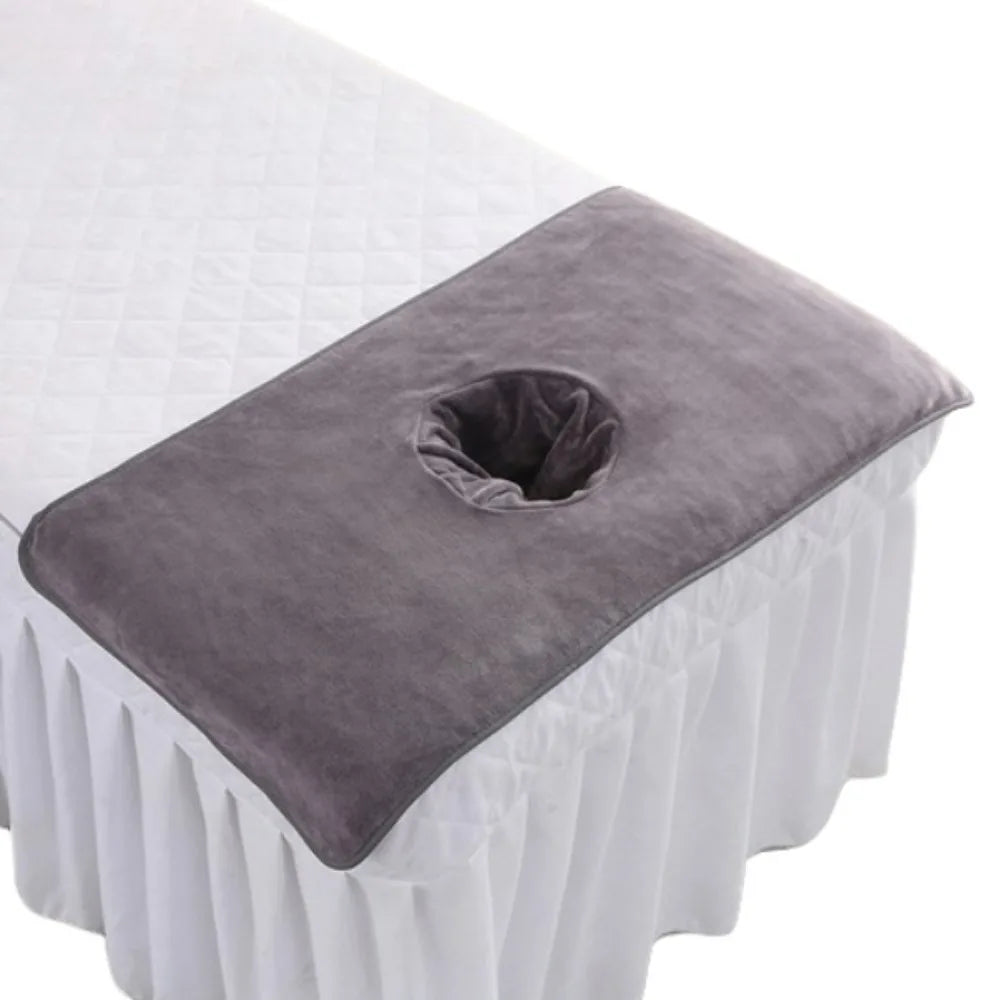 Thickened Massage Face Towel Breathable Soft Beauty Salon Towel with Hole Solid Color Headrest Pads for Beauty Salons