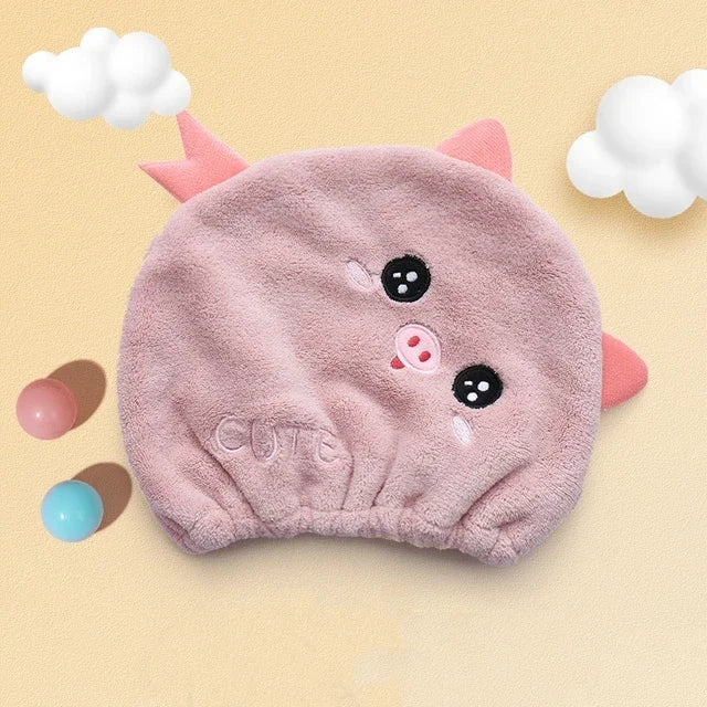 Cute Cartoon Animal Child Hair Towel Cap Drying Hat Quick-dry Microfiber Super Absorption Hair Twist Kid Bath Hat Bathroom