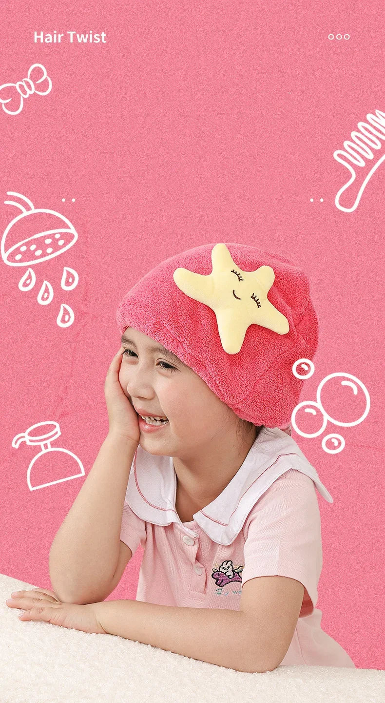 Cartoon Animal Child Hair Towel Cap Cute Drying Hat Quick-dry Microfiber Super Absorption Hair Twist Kid Bath Hat Bathroom