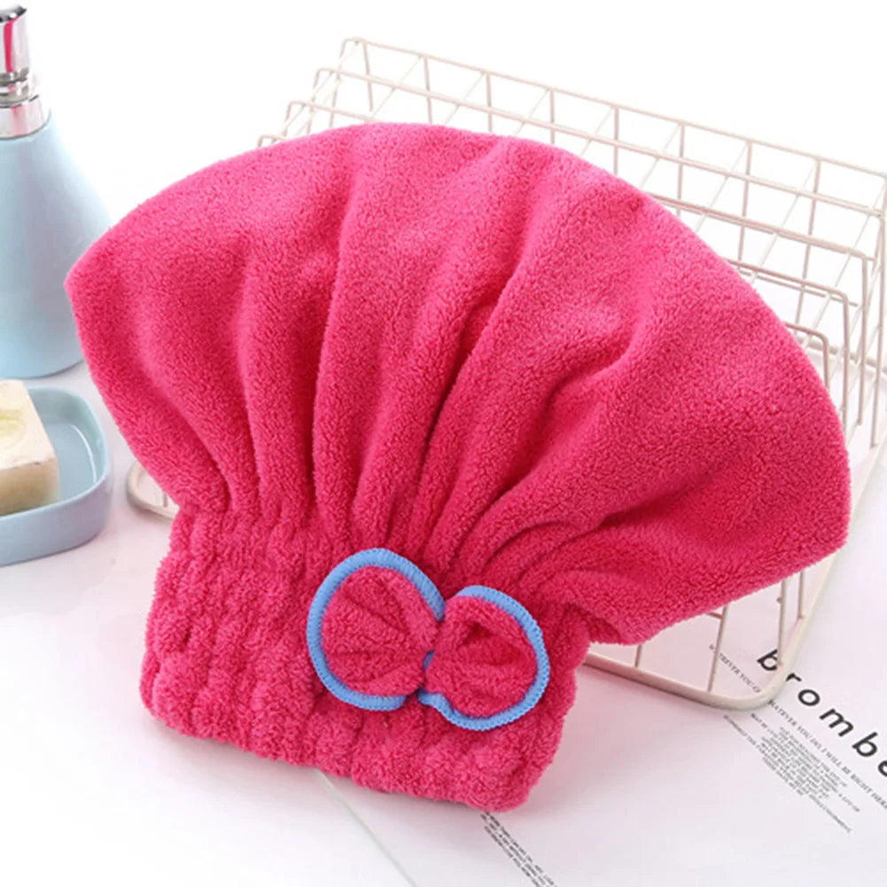 6-Colors Microfiber Solid Quickly Dry Hair Hat Hair Turban Women Head Wrap Hat Thickened Absorbent Dry Hair Cap