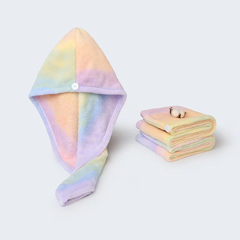 Women Girl's Microfiber Dry Hair Cap Shower Head Wrap Colorful Bath Hats Soft Hair Turban Towel