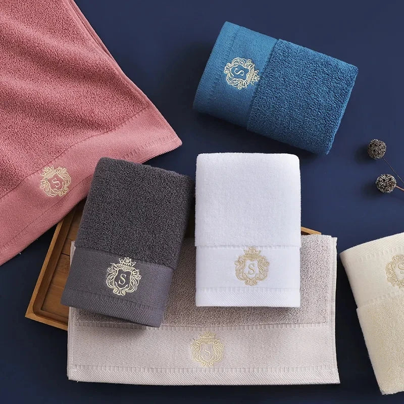 1/5/10PCS Bathroom Cotton Towel 35x75cm 70x140cm Hand Face Bath Towel Soft Gift Absorbent Sport Absorbent Towel 수건 세트 Blue White