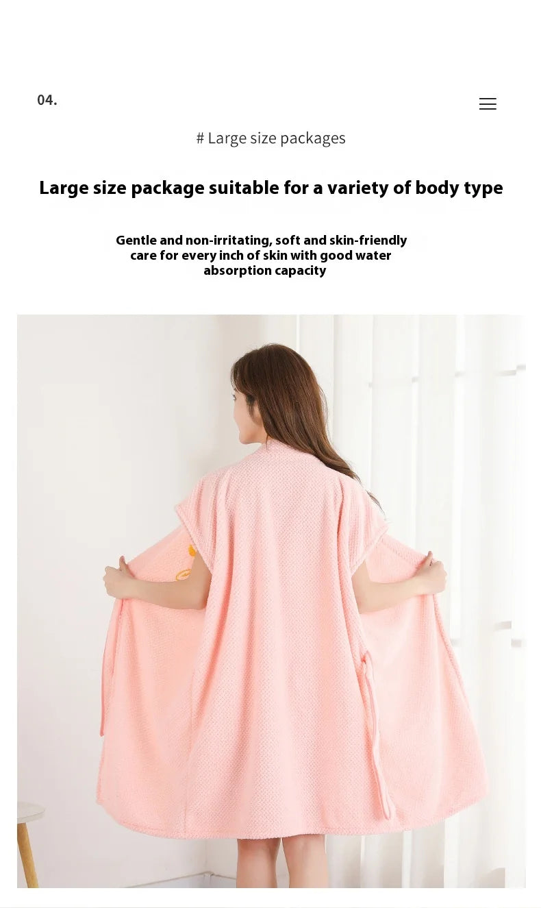 Thickened Warm Bathrobe Women's Shower Bathrobe Bath Towel Adult Student Pajamas Wearable Wrappable Sleeping Gown Girl Sleepwear