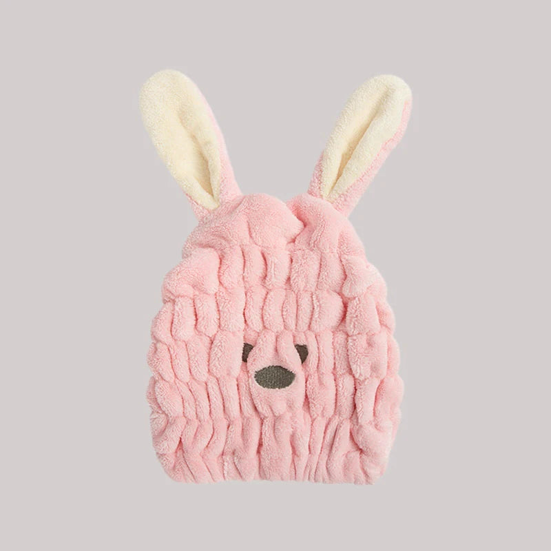 Strong Absorbing Dry Hair Cap Shower Thick Coral Fleece Bath Towels Long Ears Rabbit Drying Ultra-Soft Hats Turban Bath Supplies