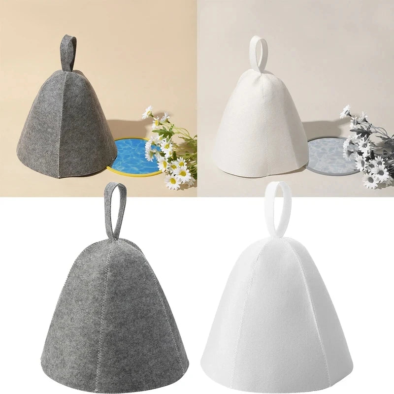 sauna  Anti Heat Sauna Hat Thicken Wool Felt Shower Cap Hair Turban Quickly Towel Drying Towel Hats Sauna Bathroom Accessories