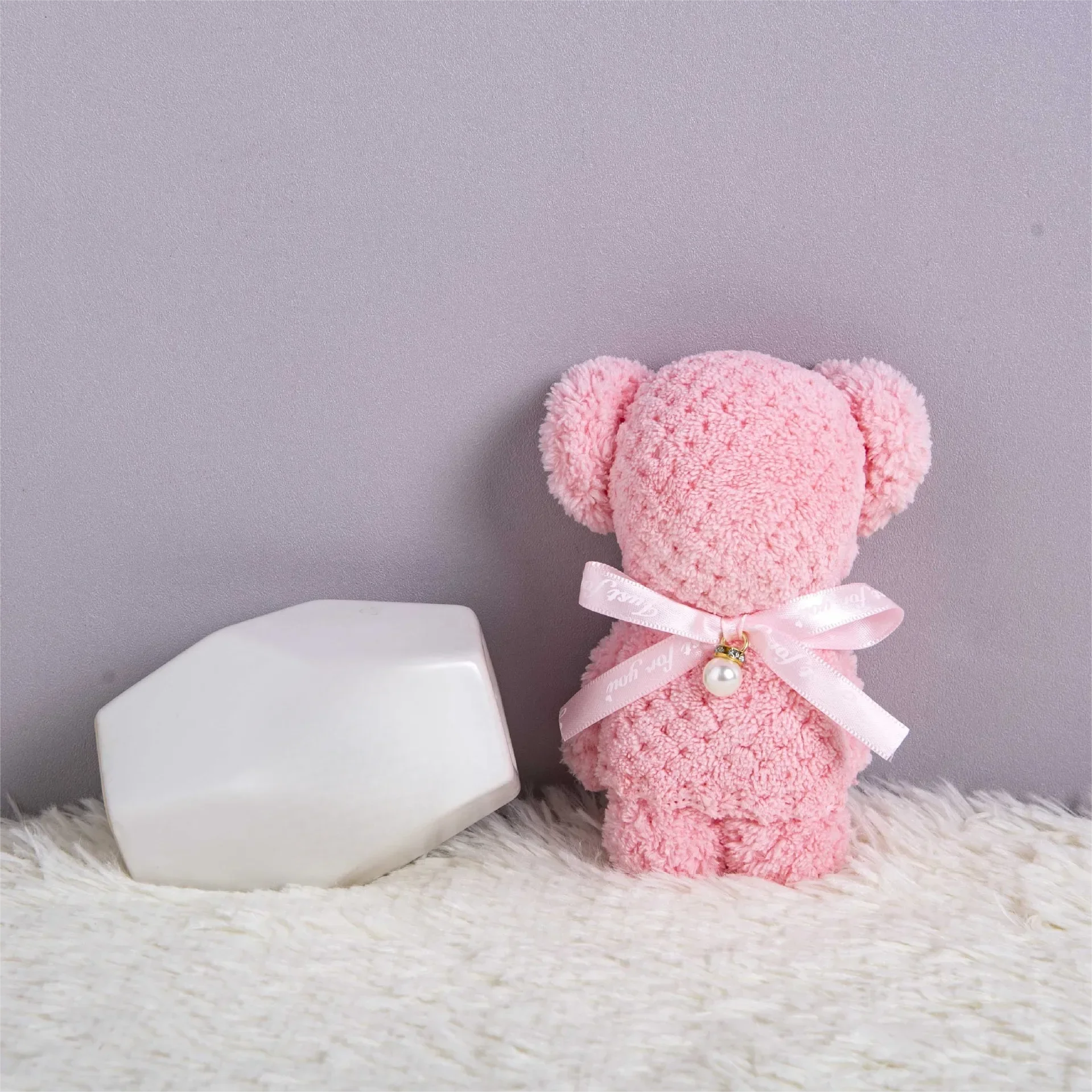 1pcs Coral Velvet Bear Shape Towel Set with Gift Bag Face Towel Baby Shower Home Party Wedding Birthday Gifts for Mother Friend