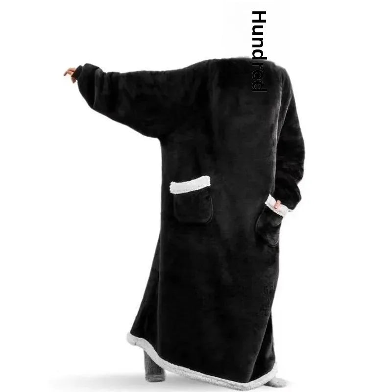 New Lazy Person Pajamas Pullover Thickened Hooded Warm Moose Blanket Loose Fit Outerwear Bathrobe Winter Season Men Women Underw