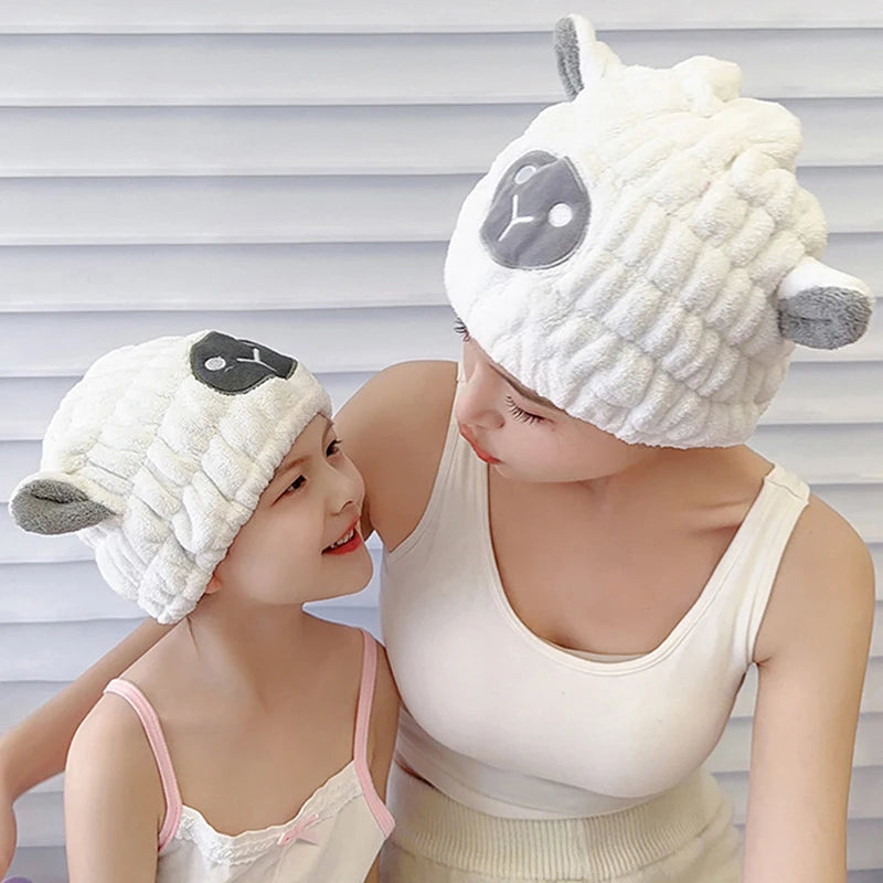 1pcs Cartoon Cute Shower Cap Microfiber Hair Turban Quickly Dry Hair Hat Wrapped Towel Bathing Shower Cap Bathroom Cap