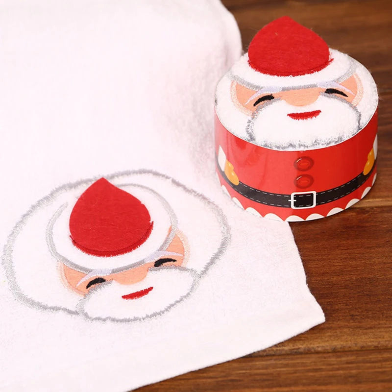 10pcs Christmas Soft New Christmas Hand Towel Red Santa New Year Gift Hand Wash Face Towel Home Bathroom