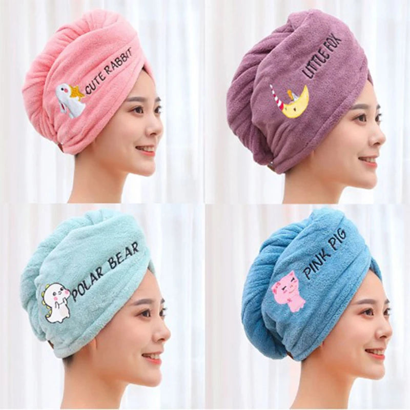 Dry Hair Hat Super Absorbent Soft Bathroom Women Head Towels Girls Cute Hair Towel Hair Dry Wrap Bonnets