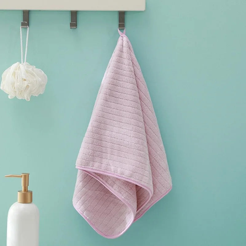 Coral Fleece Face Towels Striped Adult Soft Washcloth Absorbent Hand Towels Washbasin Facecloth Bathroom Shower Towels 14*29inch