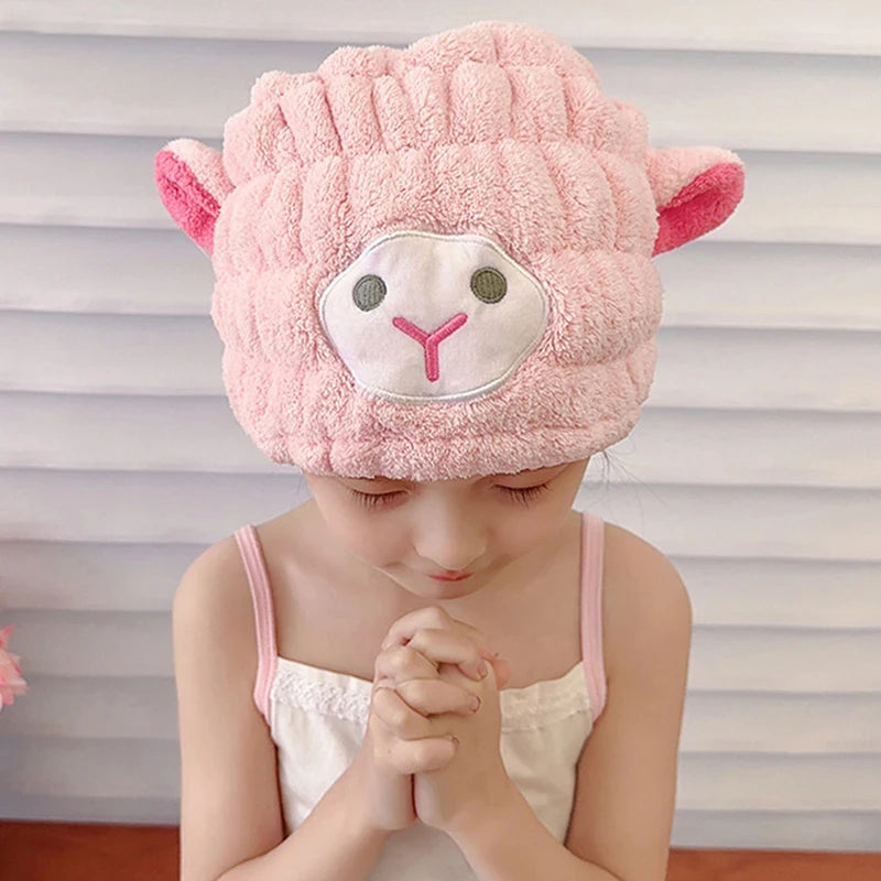 1pcs Cartoon Cute Shower Cap Microfiber Hair Turban Quickly Dry Hair Hat Wrapped Towel Bathing Shower Cap Bathroom Cap