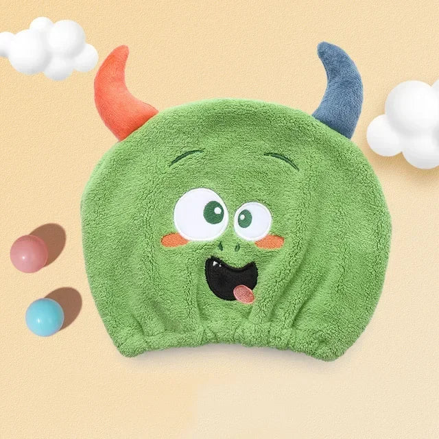 Kid Bath Hat Cute Cartoon Animal Child Hair Towel Cap Drying Hat Quick-dry Microfiber Super Absorption Hair Twist Bathroom