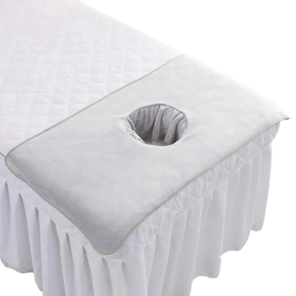 Thickened Massage Face Towel Breathable Soft Beauty Salon Towel with Hole Solid Color Headrest Pads for Beauty Salons