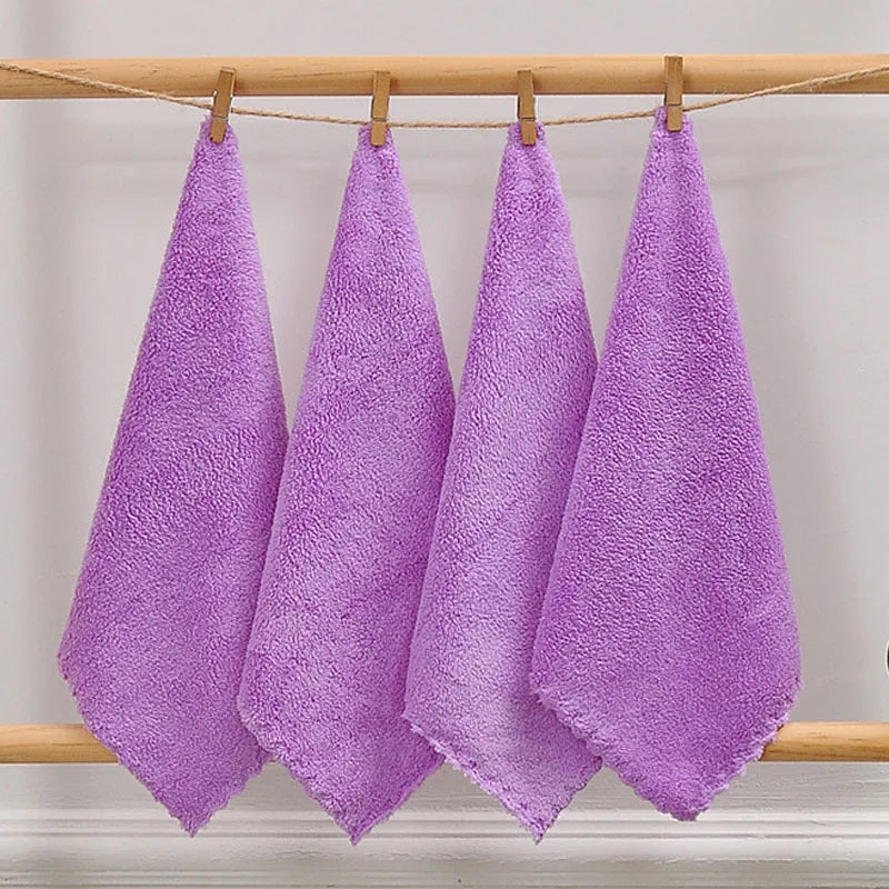 1-50pcs Hand Towels Small 24x24cm Coral Fleece Solid Color Face Towel For Kids Good Water Absorption Dish Towel toalha de banho
