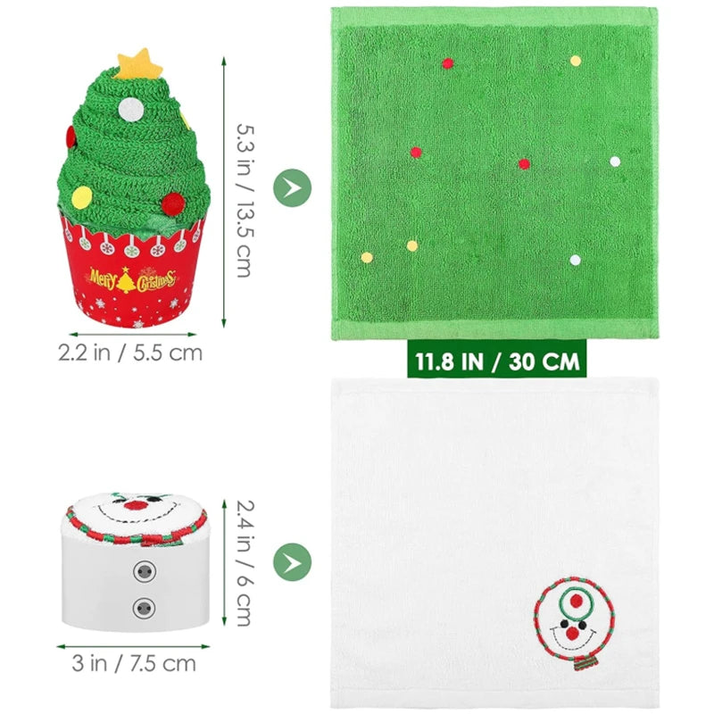 3-1PC Christmas Soft Hand Towel Absorbent Microfiber Santa Cake Shape Towel New Year Hand Wash Face Towel Bathroom Xmas Gifts
