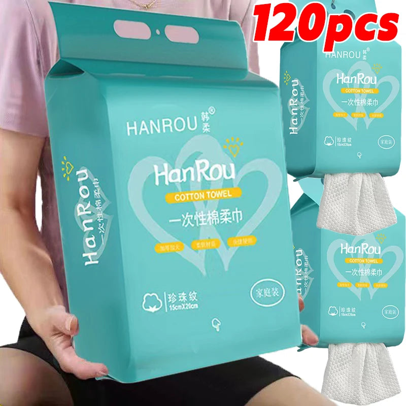 20/120pcs Disposable Face Towel Home Bathroom Bottom Pull Hanging Facial Cleansing Towels Soft Extractable Makeup Remover Paper