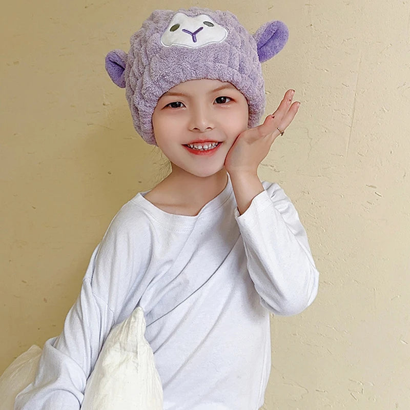 1pcs Cartoon Cute Shower Cap Microfiber Hair Turban Quickly Dry Hair Hat Wrapped Towel Bathing Shower Cap Bathroom Cap