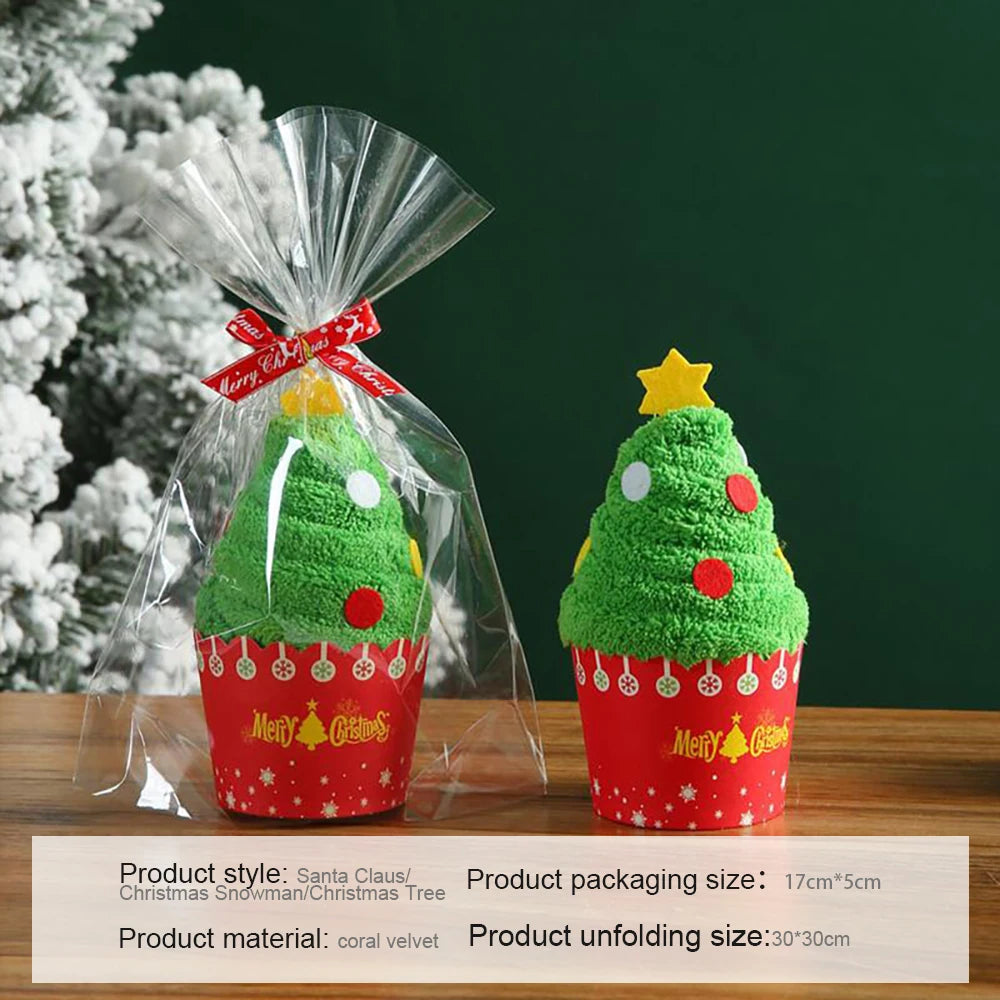 3pcs Christmas Soft New Christmas Hand towel Red Santa New Year gift Hand wash Face towel Home bathroom