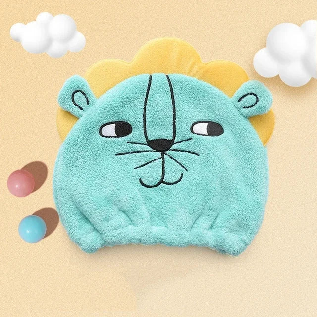 Cute Cartoon Animal Child Hair Towel Cap Drying Hat Quick-dry Microfiber Super Absorption Hair Twist Kid Bath Hat Bathroom