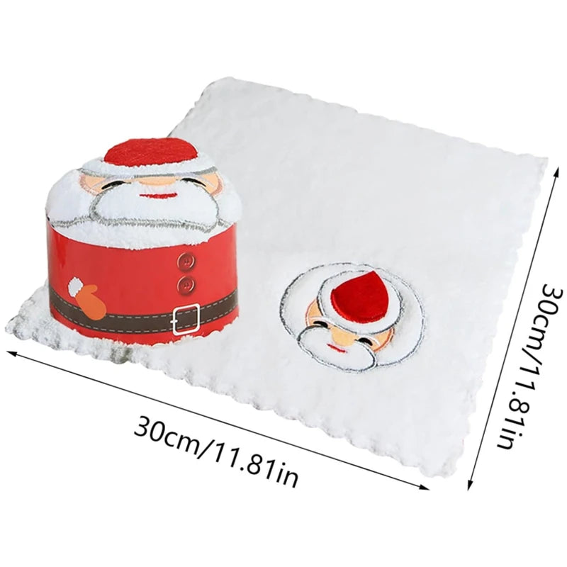 3-1PC Christmas Soft Hand Towel Absorbent Microfiber Santa Cake Shape Towel New Year Hand Wash Face Towel Bathroom Xmas Gifts