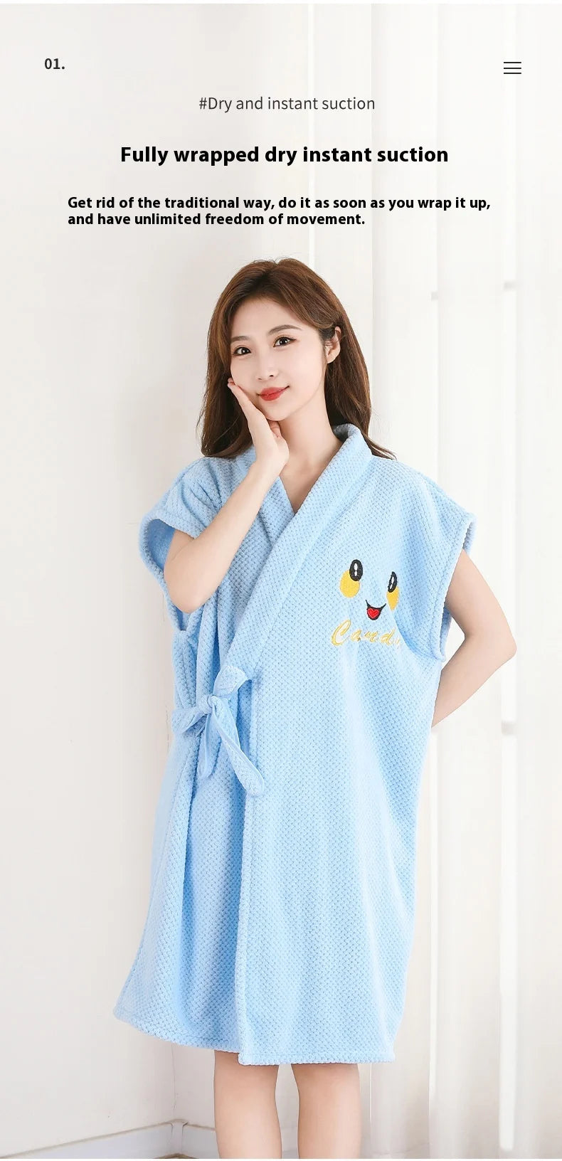 Thickened Warm Bathrobe Women's Shower Bathrobe Bath Towel Adult Student Pajamas Wearable Wrappable Sleeping Gown Girl Sleepwear
