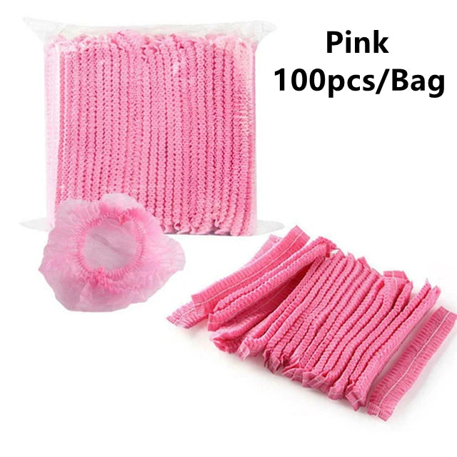 100 PCS Hair Caps 21 inch Disposable Non-woven Bouffant Hair Net Caps Elastic Head Cover Cap for Beauty Kitchen Food Salon Bath