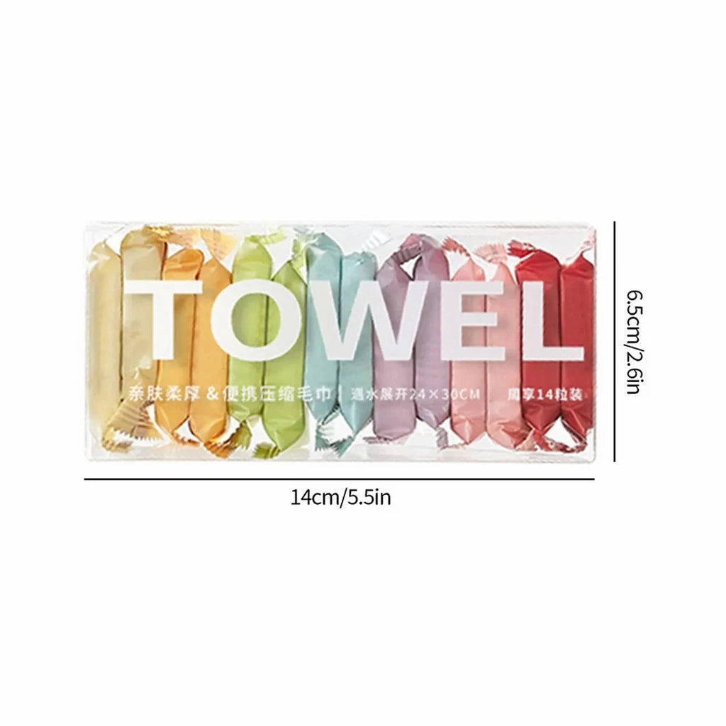 14pcs/box ,Face Cleansing Thickened Compressed Beauty Square Towel, Portable Travel Towel Disposable Washcloth